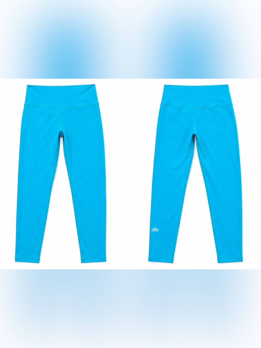 Alo Yoga 7/8 High Waist Airbrush Leggings Blue Aqua Size Large / EUC